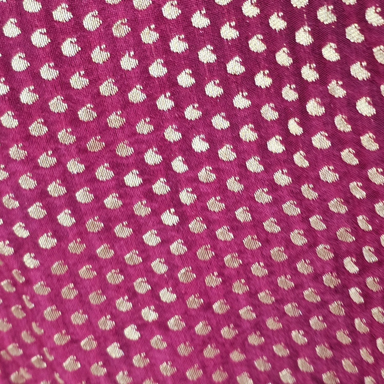 Gold Koyari Barbie Pink Color Banarasi Brocade Blouse with Round Neckline
