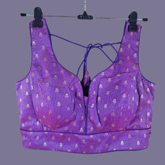 Rebecca Purple Zari Stripe Blouse with Deep Sweetheart Neckline