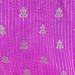 Rebecca Barbie Pink Zari Stripe Blouse with Deep Sweetheart Neckline