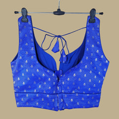 Rebecca Blue Zari Stripe Blouse with Deep Sweetheart Neckline