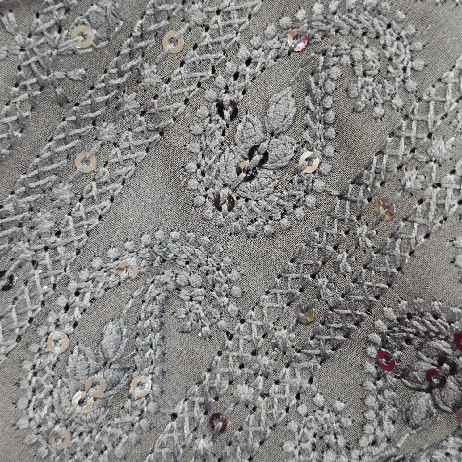 Black Chikankari and Sequin work Half Sleeves Blouse with Round Neckline