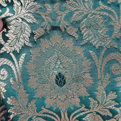 Mizaj Bottle Green Brocade Half Sleeves Blouse with Round Neckline