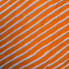 Orange Color Leheriya Blouse with Attached Sleeves and V Neckline