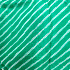 Turquoise Leheriya Blouse with Attached Sleeves and V Neckline