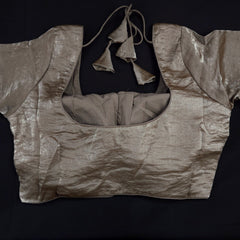 Light Brown Dual tone organza Blouse with Sleeves and Round Neckline