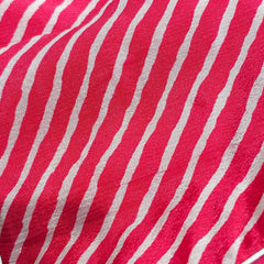 Fuschia Pink Leheriya Blouse with Attached Sleeves and V Neckline