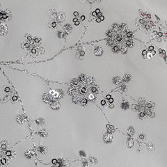 Pushpa Floral Sequin Work Sleeveless White Blouse with V Neckline