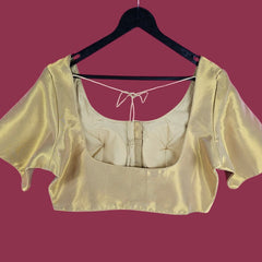 Zareen Brocade Tissue Golden-Color Blouse with Round Neckline