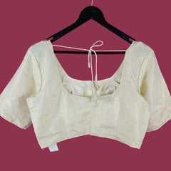 Zareen Brocade Tissue Off White Color Shimmer Blouse with Round Neckline