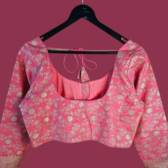 Zarmina Pink Banarasi Brocade with Round Neckline