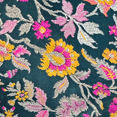 Phoolzar Bottle Green Banaras Brocade Blouse with Round Neckline