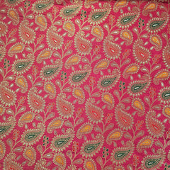 Tanchui Banaras Brocade on Red Silk Fabric