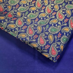 Tanchui Banaras Brocade on Navy Blue Silk Fabric