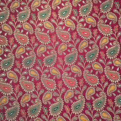 Tanchui Banaras Brocade on Deep Red Silk Fabric
