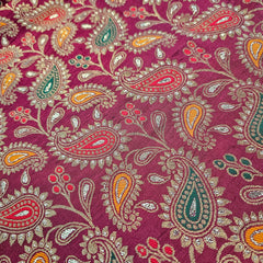 Tanchui Banaras Brocade on Deep Red Silk Fabric