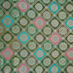 Manikya Green Banaras Brocade on Silk Fabric