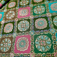 Manikya Green Banaras Brocade on Silk Fabric
