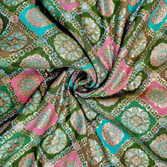 Manikya Green Banaras Brocade on Silk Fabric