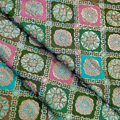 Manikya Green Banaras Brocade on Silk Fabric