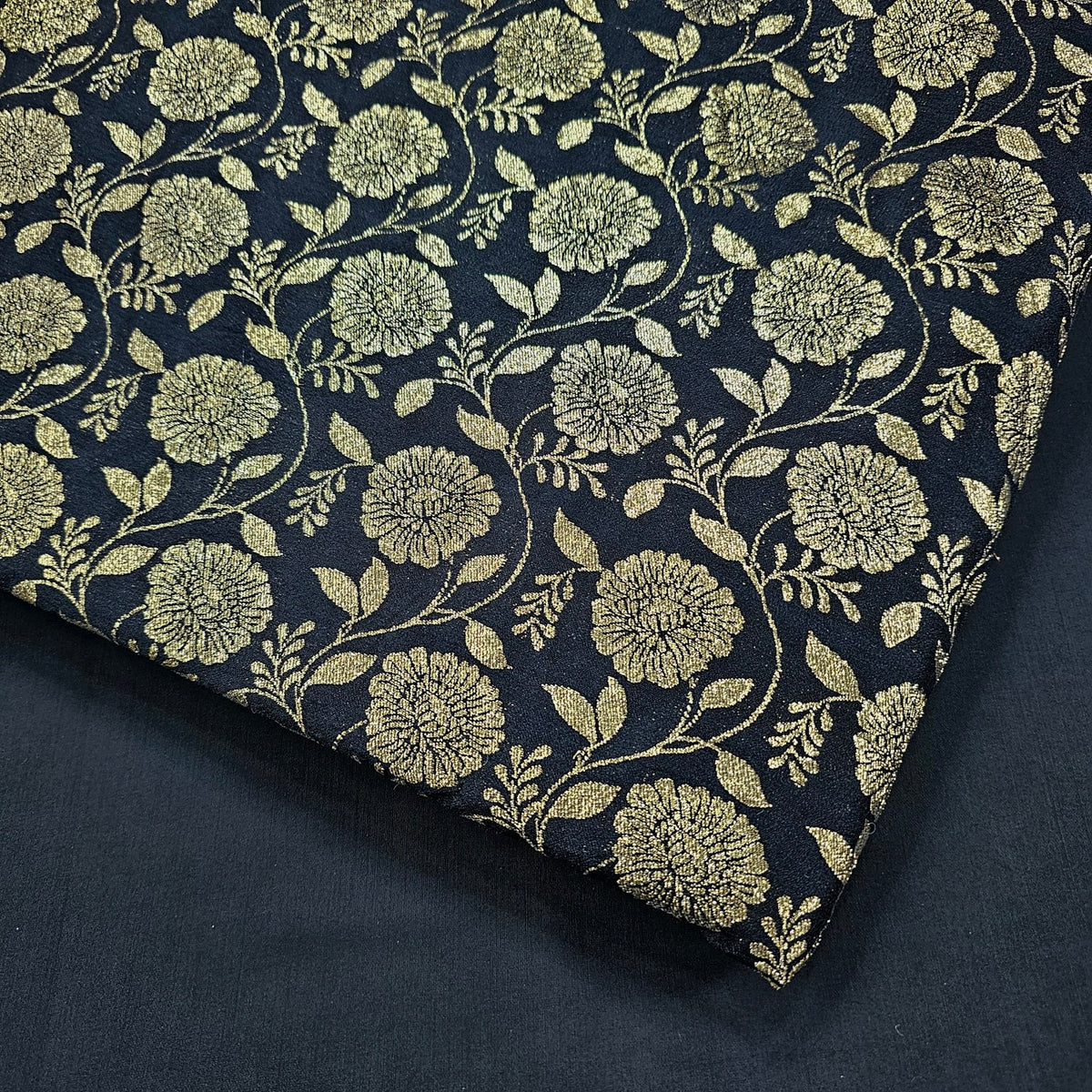 Rajwada Black Banaras Brocade on Chanderi Fabric
