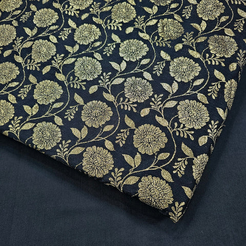 Rajwada Black Banaras Brocade on Chanderi Fabric