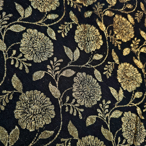Rajwada Black Banaras Brocade on Chanderi Fabric