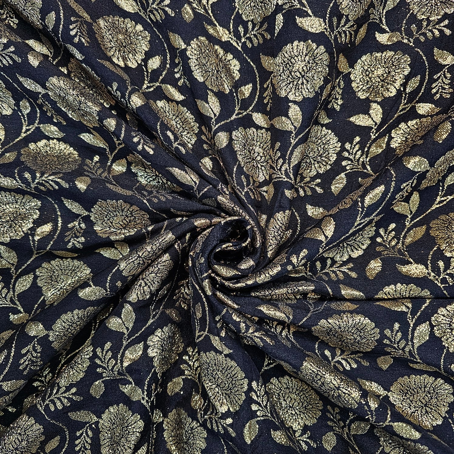 Rajwada Black Banaras Brocade on Chanderi Fabric