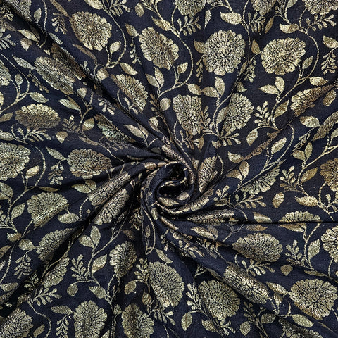 Rajwada Black Banaras Brocade on Chanderi Fabric