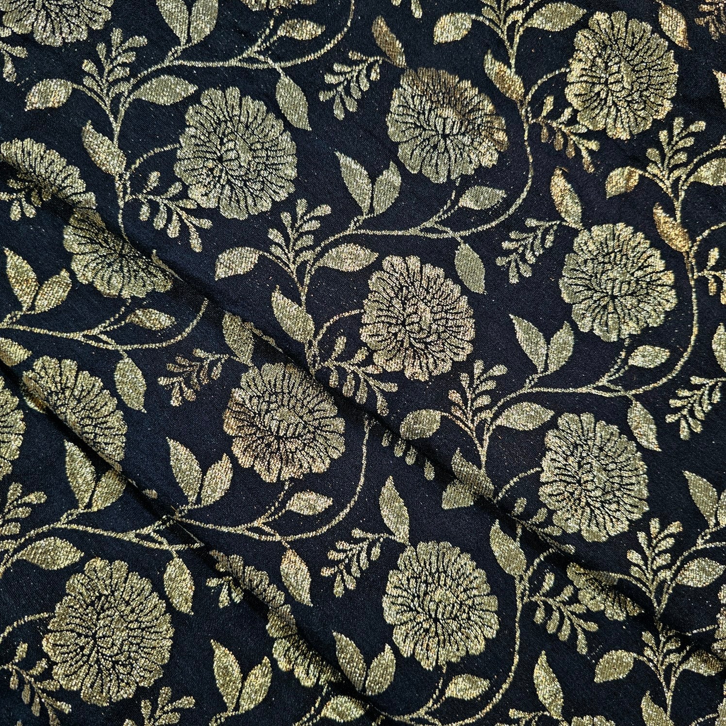 Rajwada Black Banaras Brocade on Chanderi Fabric
