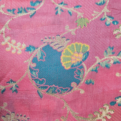 Festive Wear Pink Floral Brocade on Banarasi Jacquard Fabric