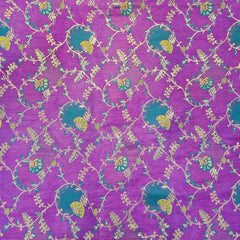 Festive Wear Purple Floral Brocade on Banarasi Jacquard Fabric