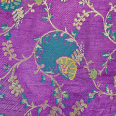 Festive Wear Purple Floral Brocade on Banarasi Jacquard Fabric