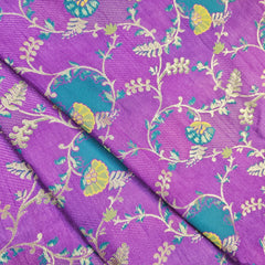 Festive Wear Purple Floral Brocade on Banarasi Jacquard Fabric