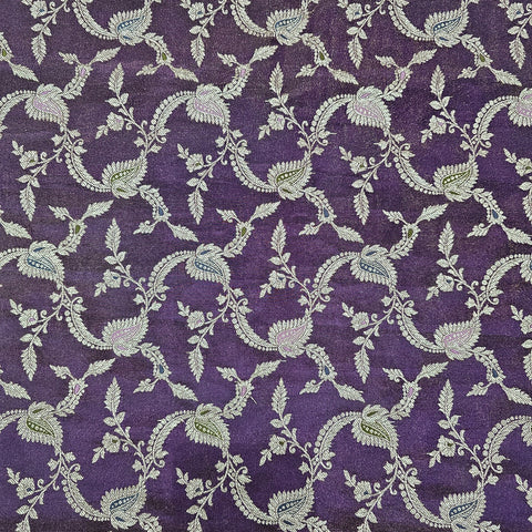 Kinkhab Banaras Brocade on Silk Fabric with Floral Motifs and Zari Embroidery