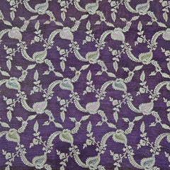 Kinkhab Banaras Brocade on Silk Fabric with Floral Motifs and Zari Embroidery
