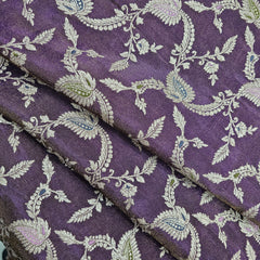 Kinkhab Banaras Brocade on Silk Fabric with Floral Motifs and Zari Embroidery