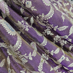 Kinkhab Banaras Brocade on Silk Fabric with Floral Motifs and Zari Embroidery
