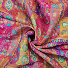 Aarasi Pure Banarasi Dola Silk Soft Brocade with Position Print on Crimson Red Base