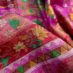 Aarasi Pure Banarasi Dola Silk Soft Brocade with Position Print on Pink Base