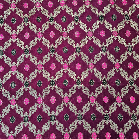 Jamdani Purple Banarasi Brocade with Geometrical and Floral Accents