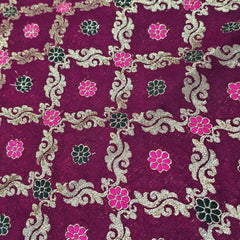 Jamdani Purple Banarasi Brocade with Geometrical and Floral Accents