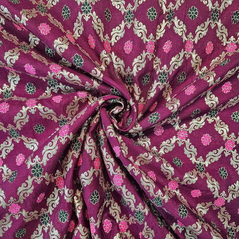 Jamdani Purple Banarasi Brocade with Geometrical and Floral Accents