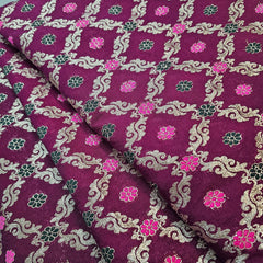 Jamdani Purple Banarasi Brocade with Geometrical and Floral Accents
