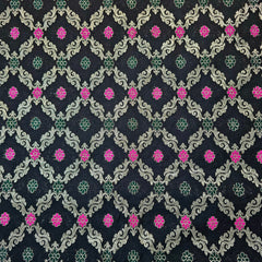 Jamdani Black Banarasi Brocade with Geometrical and Floral Accents