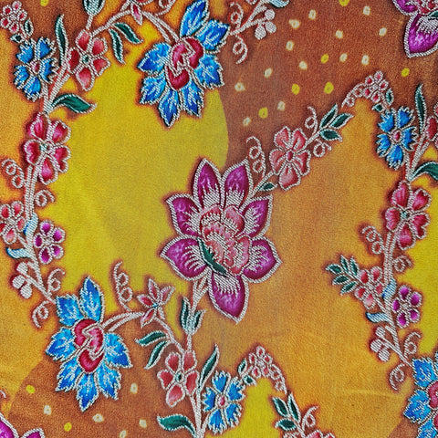 Rangrez Yellow Banaras Brocade on Crepe Silk Fabric