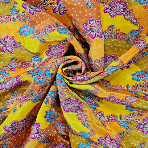 Rangrez Yellow Banaras Brocade on Crepe Silk Fabric