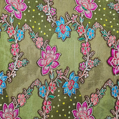 Rangrez Green Banaras Brocade on Crepe Silk Fabric