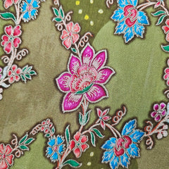 Rangrez Green Banaras Brocade on Crepe Silk Fabric