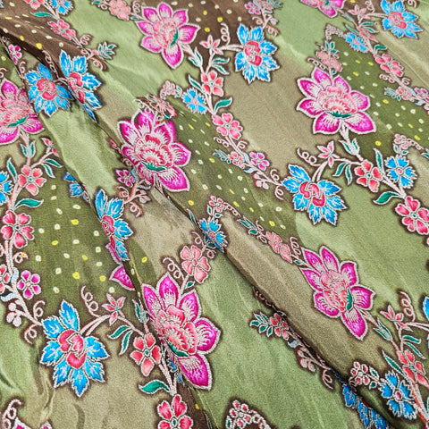 Rangrez Green Banaras Brocade on Crepe Silk Fabric