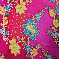 Rangrez Fuchsia Pink Banaras Brocade on Crepe Silk Fabric